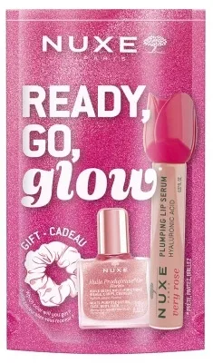 Nuxe Very Rose Ser pentru buze cu efect de volum 8 ml + Ulei Prodigieux Or Florale 10 ml + un elastic pentru păr cadou