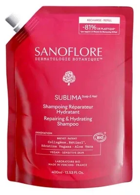Sanoflore Sublima Șampon reparator și hidratant organic, reîncărcabil ecologic, 400 ml — preț și oferte