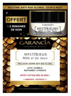Garancia „Misterioasele O Mie și Un Zile” – Emulsie de zi anti-îmbătrânire 30 ml + „Misterioasele O Mie și O Noapte” – Cremă de noapte anti-îmbătrânire 10 ml cadou