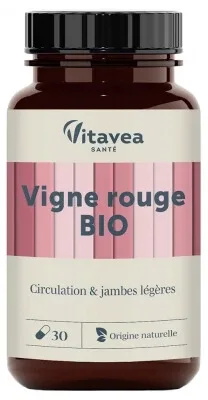 Vitavea Viță de vie roșie pentru circulație și picioare ușoare, bio, 30 de capsule