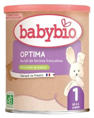 Babybio Optima 1 cu lapte de la ferme franceze, pentru vârsta de la 0 la 6 luni, ecologic, 400 g — preț și oferte