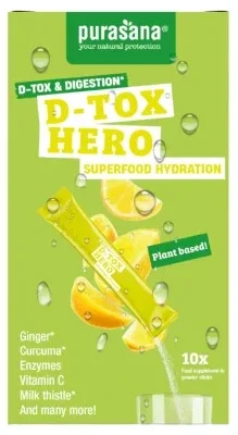 Purasana Superfood Hidratare D-Tox Hero 10 pliculețe — preț și oferte