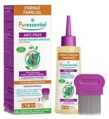 Puressentiel Loțiune de tratament împotriva păduchilor 200 ml + pieptene — preț și oferte