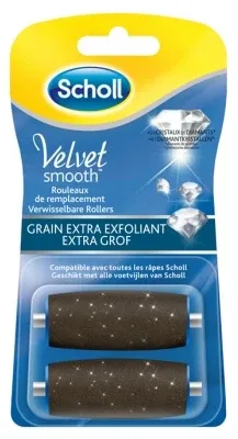 Scholl Velvet Smooth Express Pedi – Cristale de diamant cu granulație extra exfoliantă – 2 role de schimb