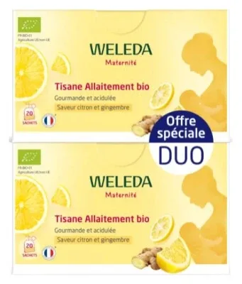 Weleda Maternité Ceai pentru alăptare cu lămâie și ghimbir organic, pachet de 2 x 20 pliculețe — preț și oferte