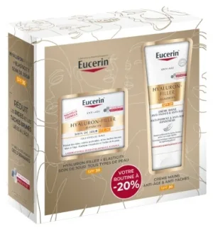 Eucerin Hyaluron-Filler + Elasticity Cremă de zi SPF30 50 ml + Cremă de mâini anti-pete și anti-îmbătrânire SPF30 75 ml