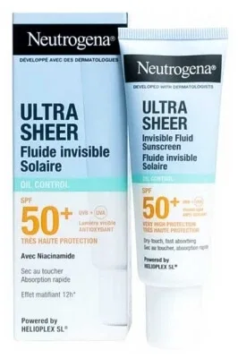 Neutrogena Ultra Sheer Fluid solar invizibil cu efect de control al sebumului SPF50+ 50 ml
