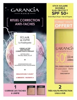 Garancia Eclair de Lune La Foudroyante Cremă anti-pete 30 ml + Stick pentru față, buze și zone sensibile SPF50+ 15 g cadou — preț și oferte
