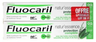 Fluocaril Natur'Essence Pastă de dinți cu protecție completă, cu două tipuri de fluor, pachet de 2 x 75 ml — preț și oferte