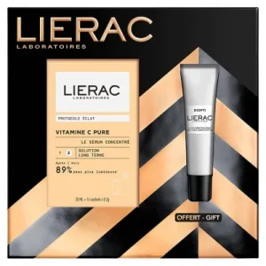 Lierac Vitamina C Pure – Ser concentrat 30 ml + 14 pliculețe de 0,2 g + Diopti Fluid corector pentru cearcăne 15 ml cadou