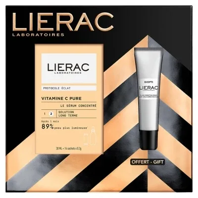 Lierac Vitamina C Pure – Ser concentrat 30 ml + 14 pliculețe de 0,2 g + Diopti Fluid corector pentru cearcăne 15 ml cadou — preț și oferte