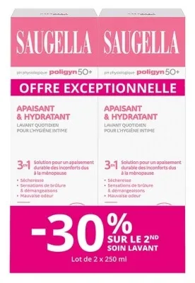 Saugella Poligyn 50+ Calmant și hidratant 3 în 1 Set de 2 x 250 ml