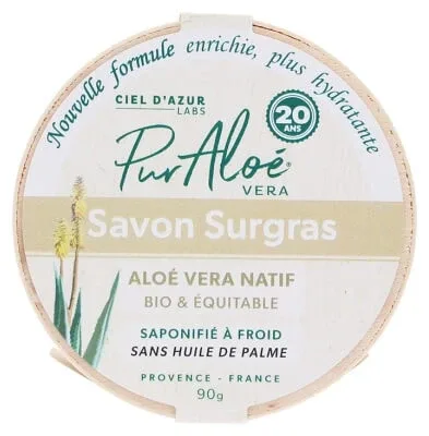 Săpun pur cu aloe vera 20%, sugras, organic, 90 g — preț și oferte