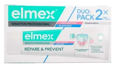 Elmex Sensitive Professional: Repară și previne + Îngrijire gingivală + Albire Set de 2 x 75 ml — preț și oferte