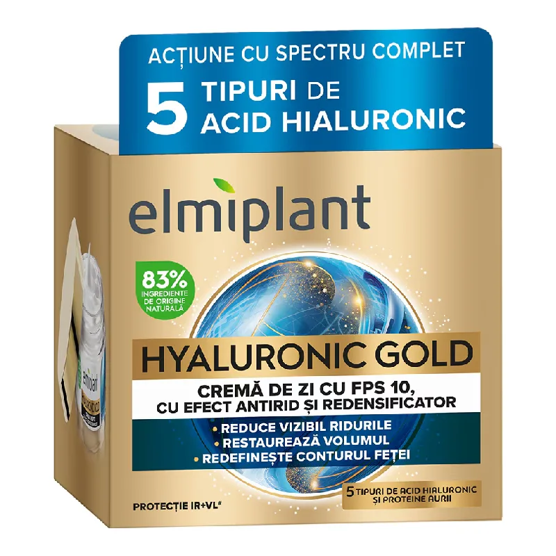 Crema de zi anti-rid Hyaluronic Gold, 50 ml, Elmiplant — preț și oferte