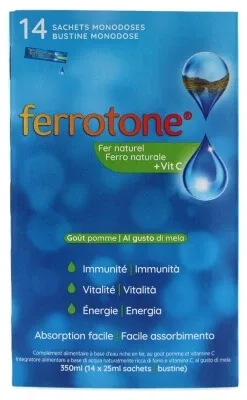 Ferrotone Fer Natural + Vitamina C 14 pliculețe — preț și oferte