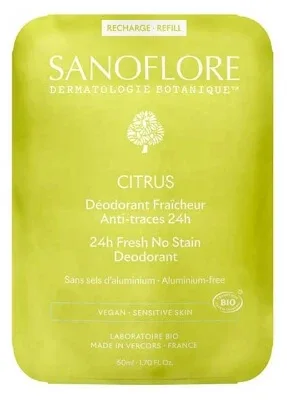 Sanoflore Deodorant Proaspăt 24 de ore Citrus, reîncărcabil, organic, 50 ml