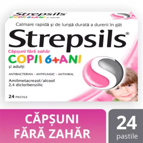 Strepsils Capsuni fara zahar copii 6+ ani, Reckitt Benkiser | 24 pastile Reckitt Benckiser — preț și oferte