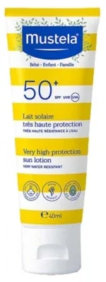 Mustela Loțiune solară cu protecție foarte ridicată pentru bebeluși, copii și întreaga familie SPF50+ 40 ml