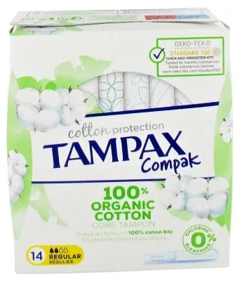 Tampax Compak Cotton Regular 100% bumbac organic, 14 tampoane — preț și oferte