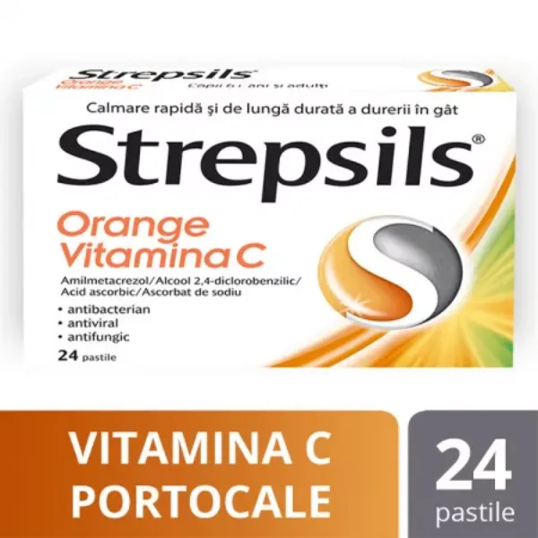 Strepsils Orange Vitamina C, Reckitt Benckiser | 24 pastile — preț și oferte