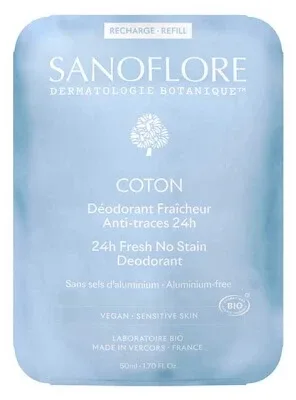 Sanoflore Deodorant Prospețime 24 de ore cu bumbac, rezerve bio, 50 ml — preț și oferte