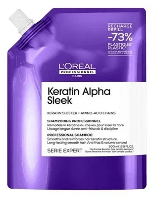 L'Oréal Professionnel Keratin Alpha Sleek Șampon profesional, reumplere ecologică, 500 ml L'Oréal Paris — preț și oferte