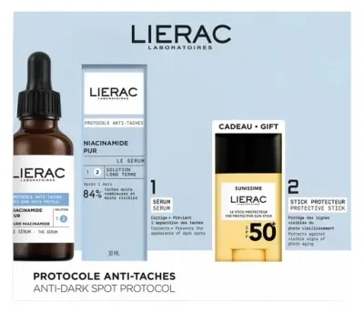 Lierac Protocole Ser anti-pete cu niacinamidă pură 30 ml + Sunissime Stick protector pentru față SPF50+ 10 g cadou — preț și oferte