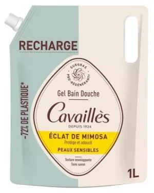 Cavaillès Gel de baie și duș pentru pielea sensibilă „Éclat de Mimosa” – Reîncărcare ecologică 1 L