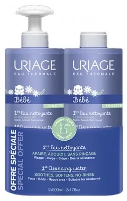 Uriage Bébé 1ère Apă demachiantă Set de 2 x 500 ml — preț și oferte