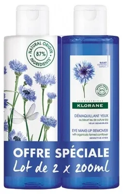 Klorane Demachiant pentru ochi cu flori de albăstrea, set de 2 x 200 ml — preț și oferte