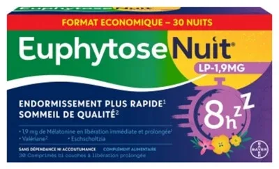 Bayer Santé Euphytose Nuit LP 1,9 mg 30 comprimate — preț și oferte