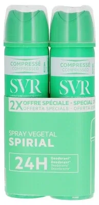 SVR Spirial Spray vegetal deodorant anti-transpirație 24 ore, set de 2 x 75 ml