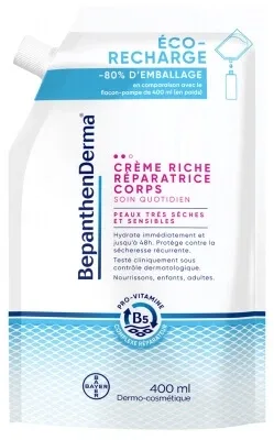 Bepanthen Derma Cremă bogată reparatoare pentru corp, pentru pielea foarte uscată și sensibilă, reîncărcabilă ecologică, 400 ml — preț și oferte