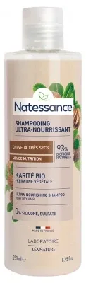 Natessance Șampon ultra-hrănitor cu unt de karité organic și keratină vegetală 250 ml