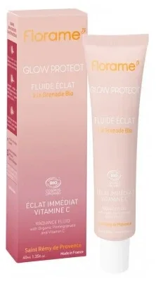 Florame Glow Protect Fluid pentru strălucire cu rodie organică 40 ml — preț și oferte