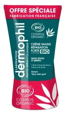 Dermophil Indien Cremă de mâini reparatoare intensă, bio, set de 2 x 75 ml — preț și oferte