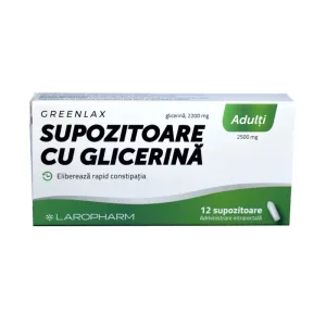 Supozitoare cu glicerina pentru adulti Greenlax, Laropharm | 12 bucati