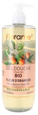 Florame Gel de duș cu floare de portocal, reîncărcabil, organic, 750 ml