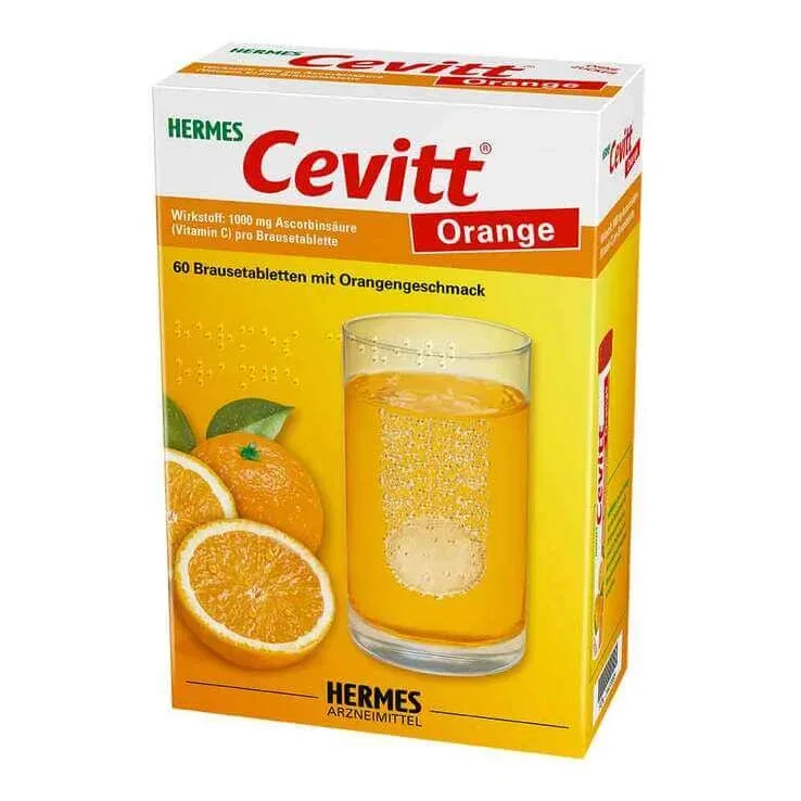 Pastile efervescente Hermes Cevitt cu portocale, 20 de pastile efervescente — preț și oferte