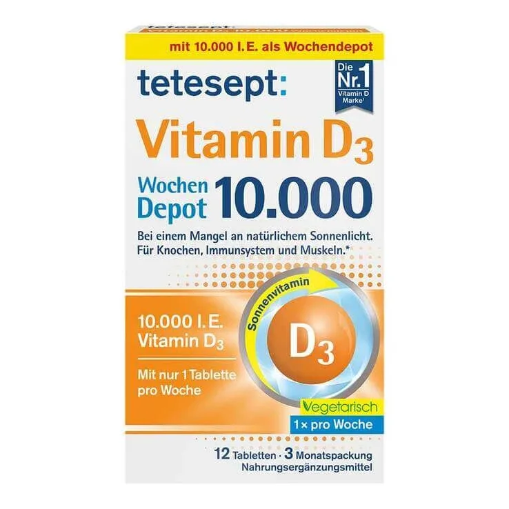 Tetesept Vitamina D3 10.000 comprimate filmate, 12 comprimate filmate — preț și oferte