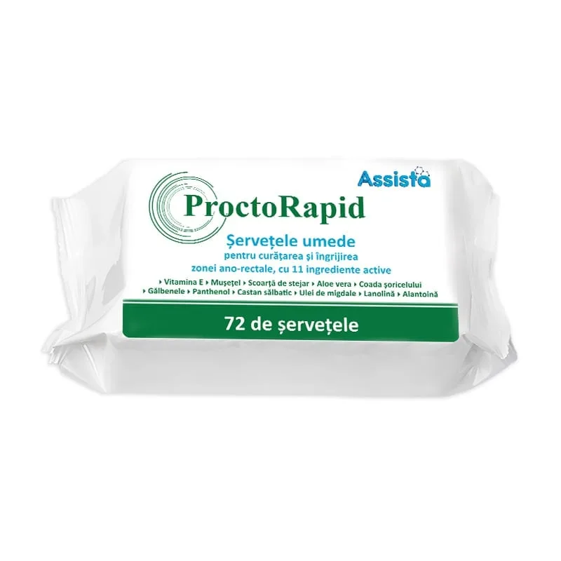 Servetele umede pentru igiena ano-rectala ProctoRapid, 72 bucati, Assista — preț și oferte