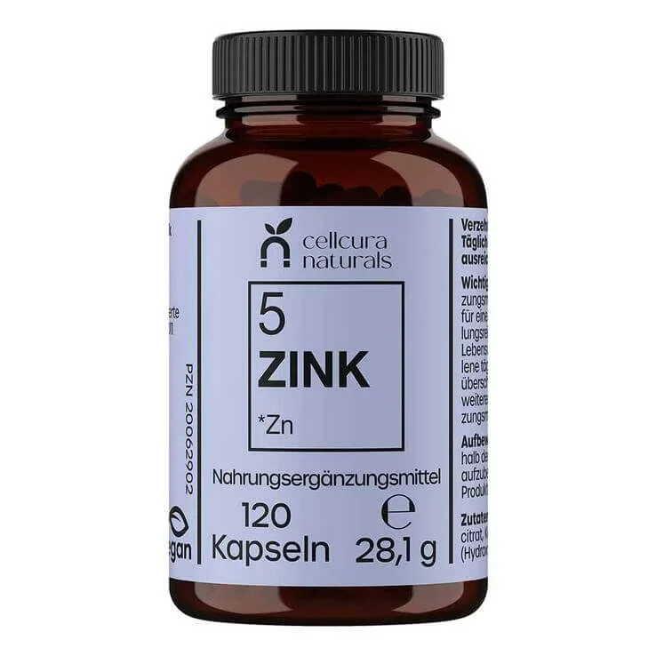 Cellcura Naturals Zinc 25 mg, capsule vegane cu doză mare, 120 de capsule — preț și oferte