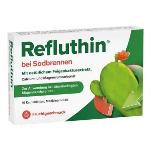 Refluthin pentru arsuri la stomac – comprimate masticabile cu aromă de fructe, 16 comprimate masticabile