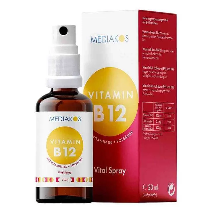 Vitamina B12 + B6 + acid folic Mediakos Vital Spray, spray de 20 ml — preț și oferte