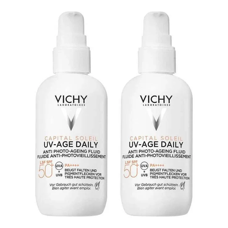Vichy Capital Soleil UV-Age daily SPF 50+, 2 x 80 ml lichid — preț și oferte