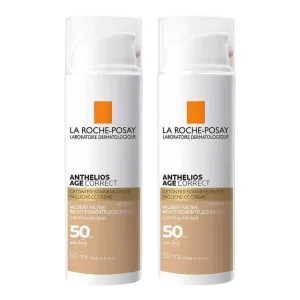 La Roche Posay Anthelios Age Correct, cremă cu nuanță SPF 50, 2x50 ml cremă