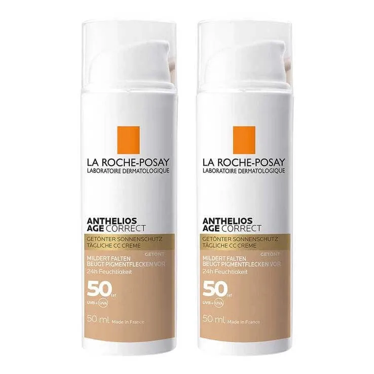 La Roche Posay Anthelios Age Correct, cremă cu nuanță SPF 50, 2x50 ml cremă — preț și oferte