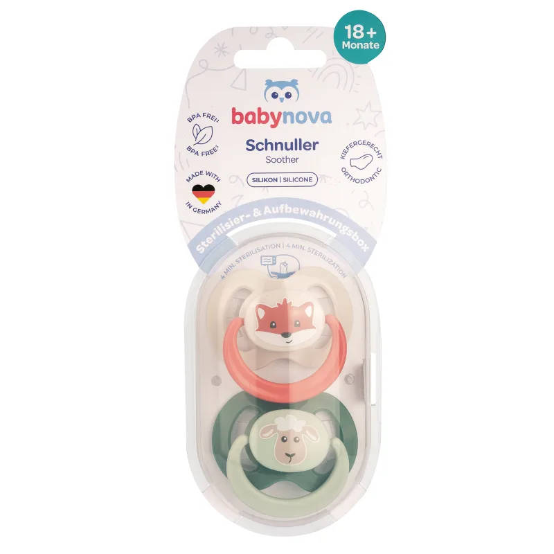 Suzete ortodontice din silicon,decorate, multicolore, 18 luni+, 20006, Baby Nova | 2 bucati — preț și oferte