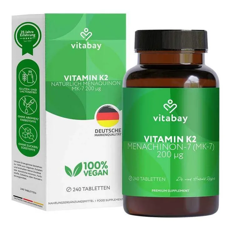 Vitamina K2 200 µg MK-7, comprimate vegane, 240 de comprimate — preț și oferte